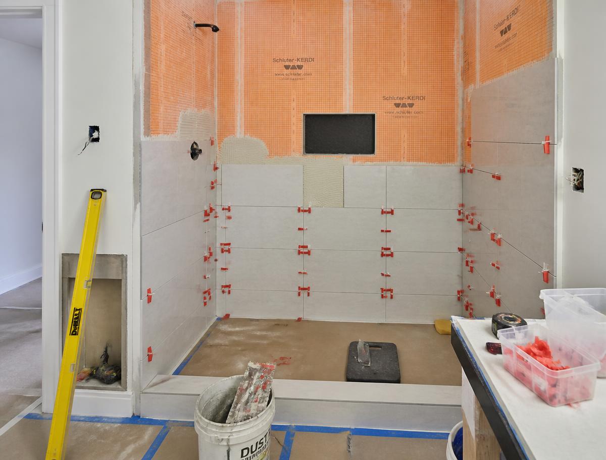 Substrate preparation on a Boston Modern Bath project